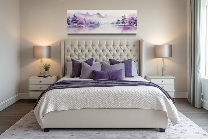 Purple Mountains Lake Long Horizontal Above Bed Wall Art