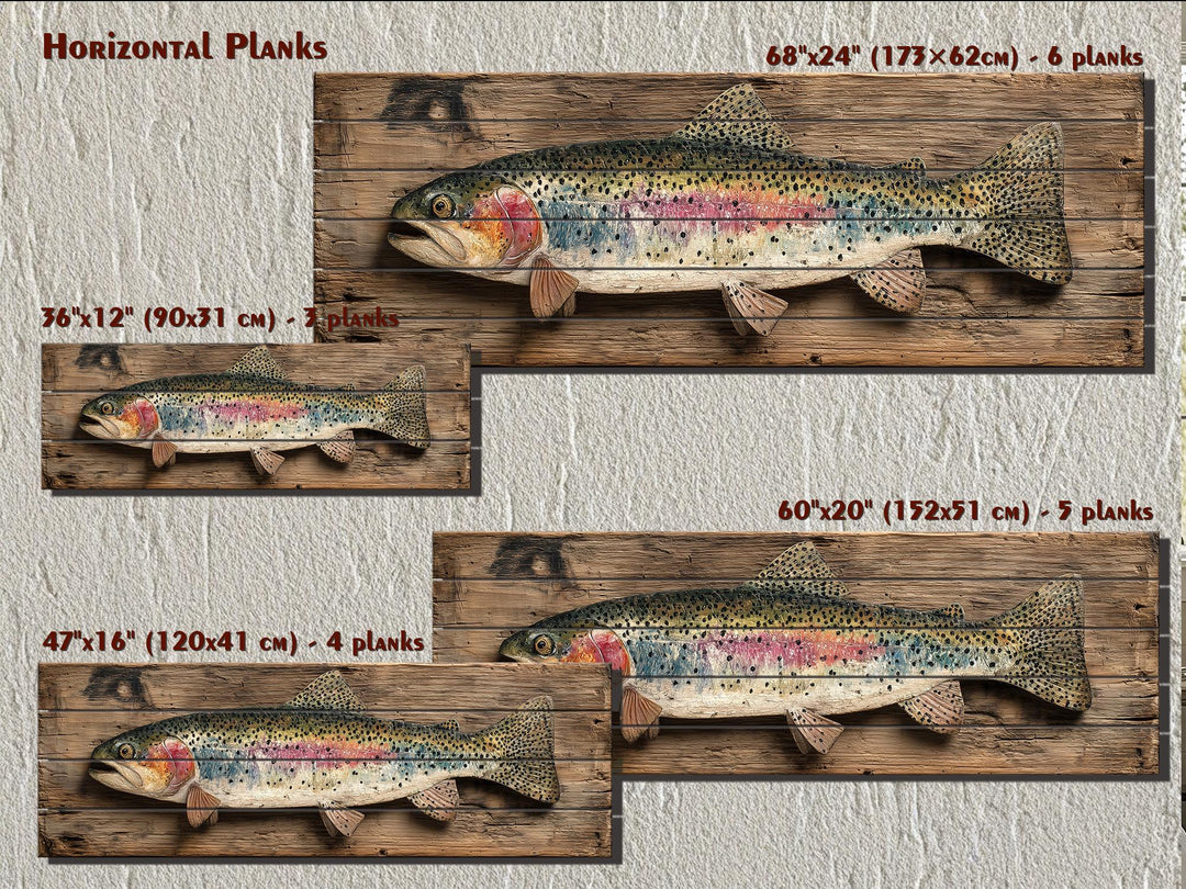 Rainbow Trout Distressed Wood Wall Art For Fishing Cabin Decor
