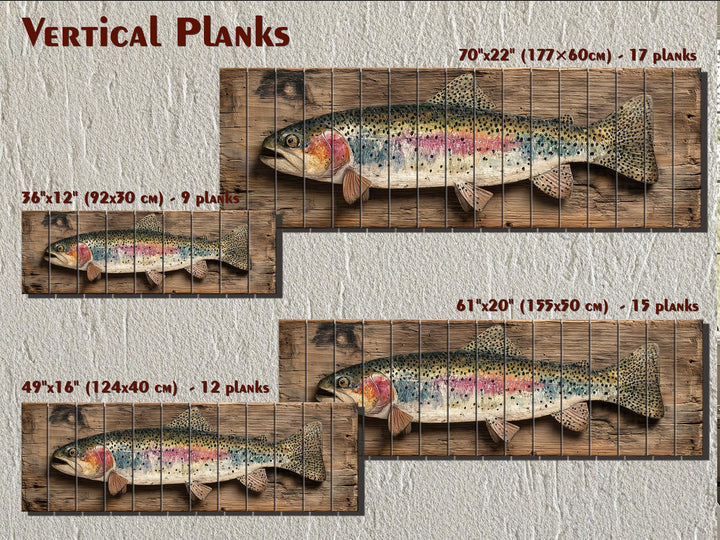 Rainbow Trout Distressed Wood Wall Art For Fishing Cabin Decor