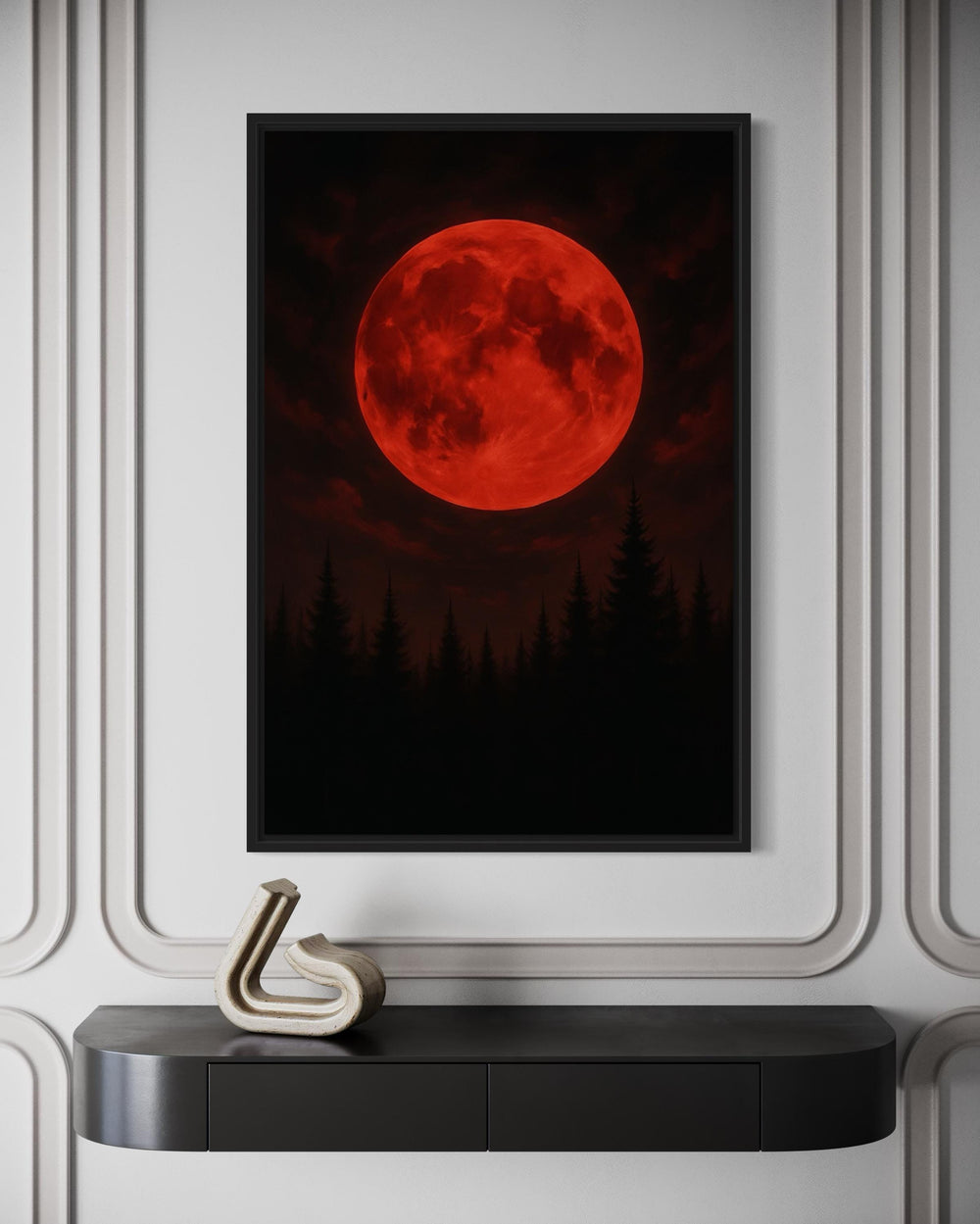 Red Bloody Moon Gothic Canvas Wall Art