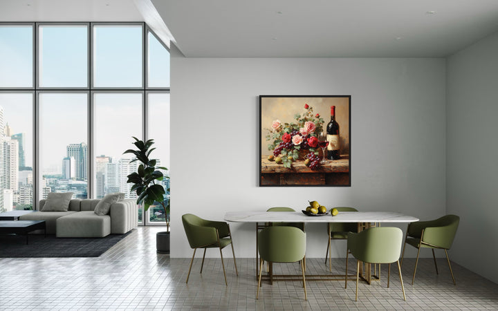 Red Wine Bottle And Glass Dining Room Wall Decor