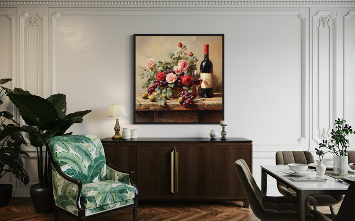 Red Wine Bottle And Glass Dining Room Wall Decor