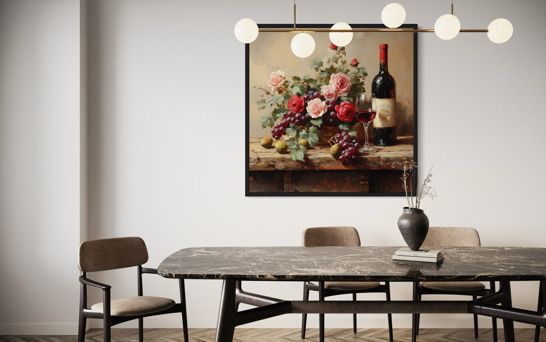 Red Wine Bottle And Glass Dining Room Wall Decor