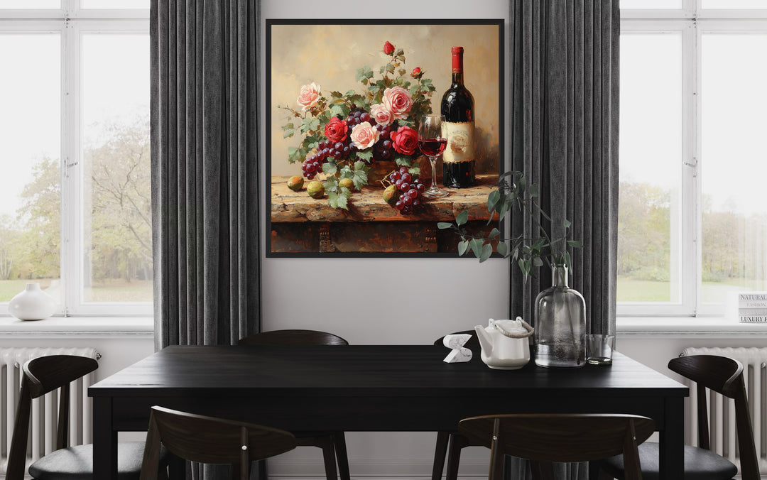 Red Wine Bottle And Glass Dining Room Wall Decor