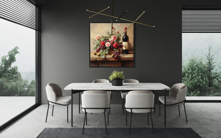 Red Wine Bottle And Glass Dining Room Wall Decor