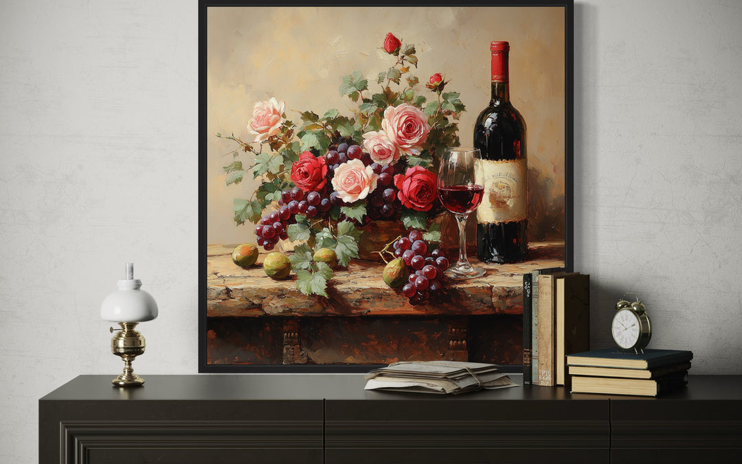 Red Wine Bottle And Glass Dining Room Wall Decor