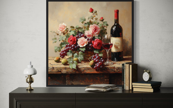 Red Wine Bottle And Glass Dining Room Wall Decor