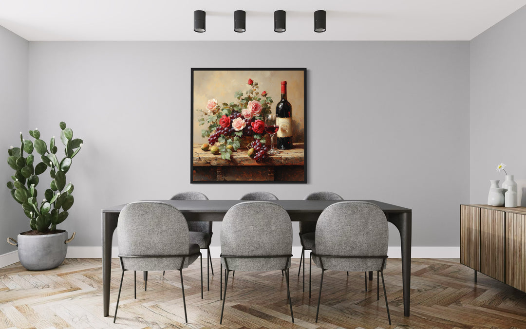 Red Wine Bottle And Glass Dining Room Wall Decor