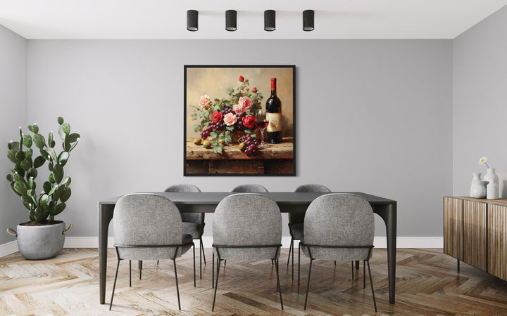 Red Wine Bottle And Glass Dining Room Wall Decor