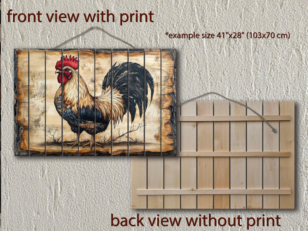Rooster Real Wood Wall Art For Farmhouse Kitchen Decor