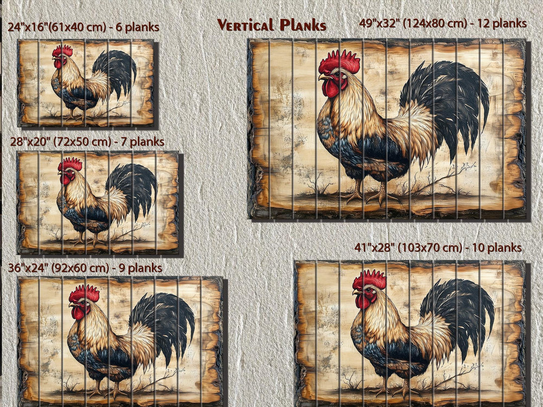 Rooster Real Wood Wall Art For Farmhouse Kitchen Decor