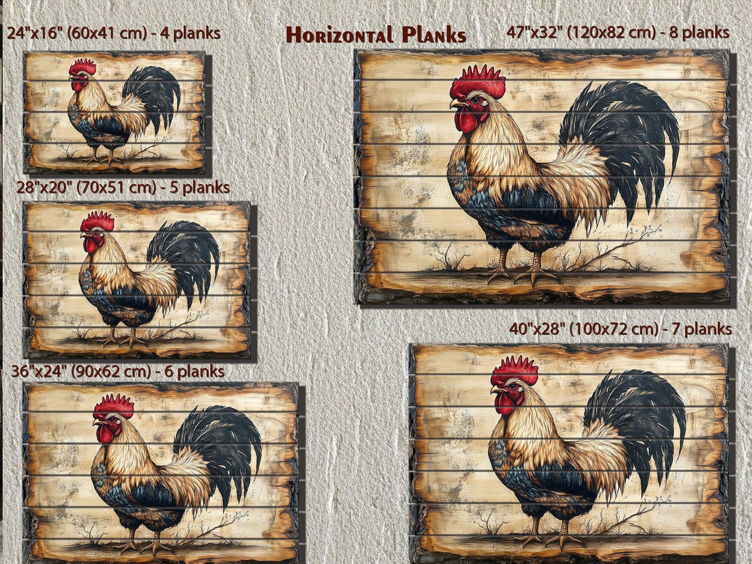 Rooster Real Wood Wall Art For Farmhouse Kitchen Decor