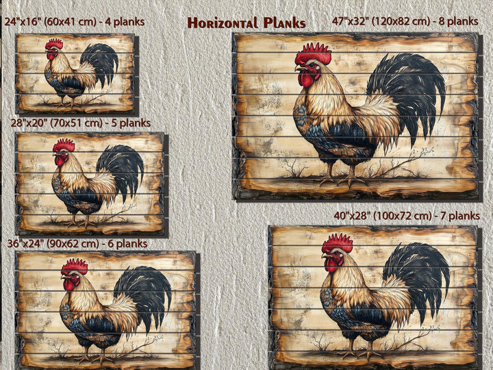 Rooster Real Wood Wall Art For Farmhouse Kitchen Decor