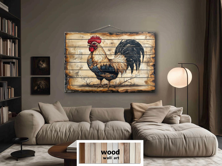 Rooster Real Wood Wall Art For Farmhouse Kitchen Decor