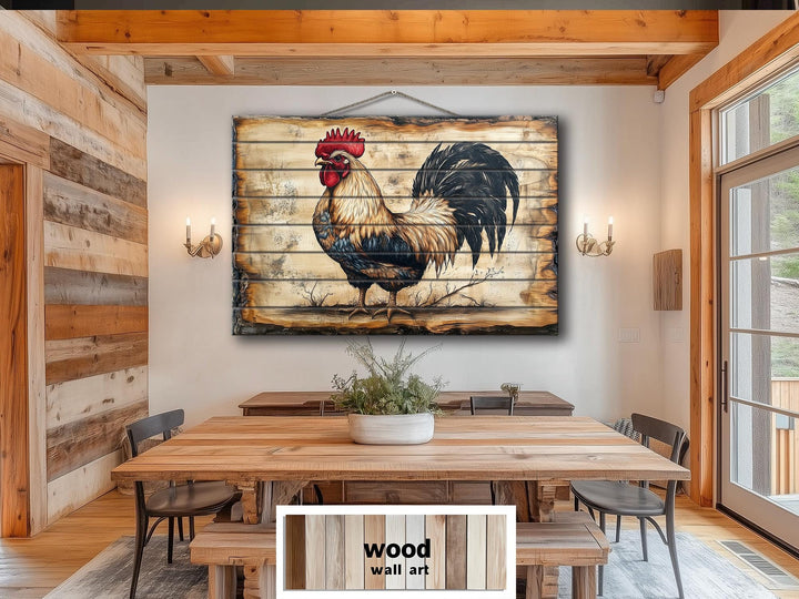 Rooster Real Wood Wall Art For Farmhouse Kitchen Decor