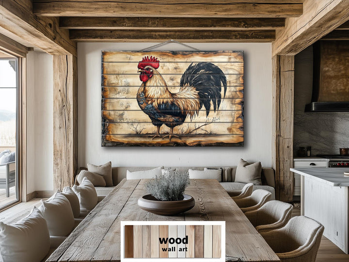 Rooster Real Wood Wall Art For Farmhouse Kitchen Decor