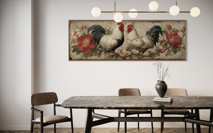 Roosters Wall Art Rustic Farmhouse Kitchen Horizontal Wall Art