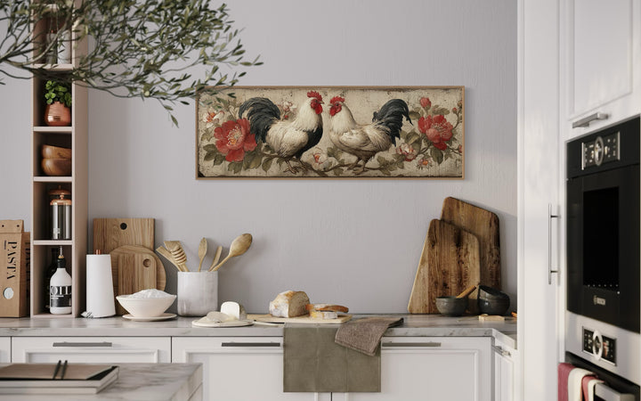 Roosters Wall Art Rustic Farmhouse Kitchen Horizontal Wall Art