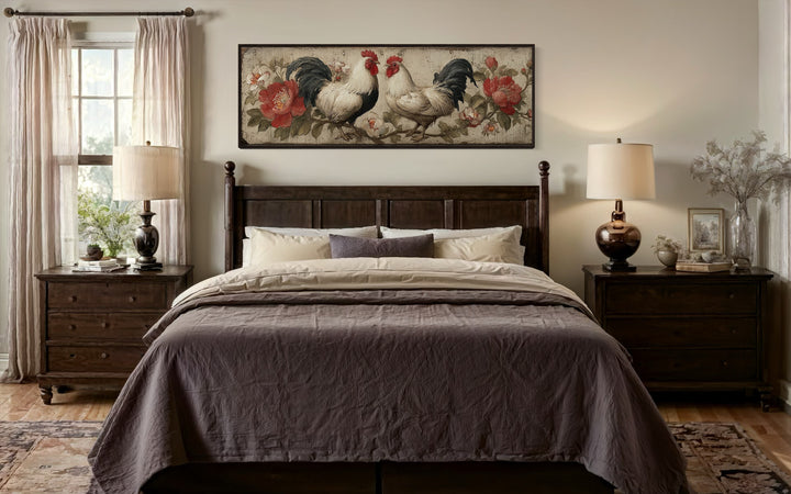 Roosters Wall Art Rustic Farmhouse Kitchen Horizontal Wall Art