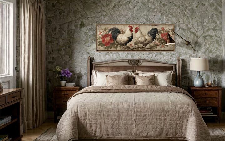 Roosters Wall Art Rustic Farmhouse Kitchen Horizontal Wall Art