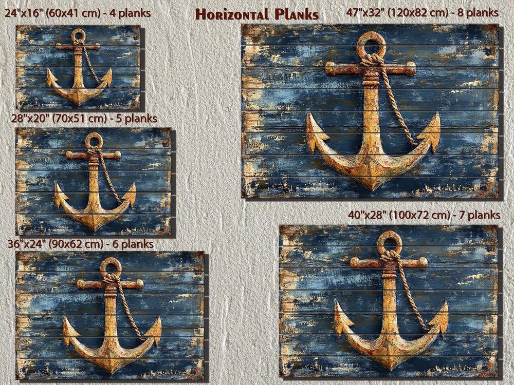 Rustic Anchor Wood Sign Printed on Real Wood Nautical Wall Art