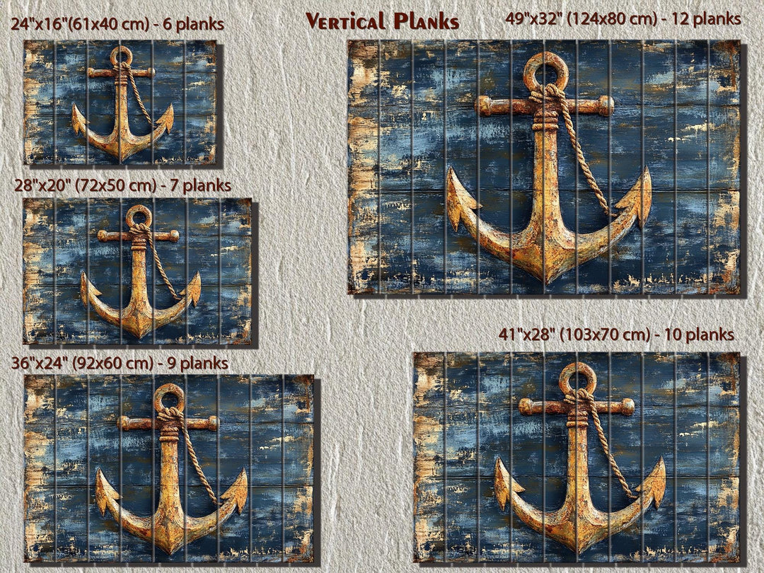 Rustic Anchor Wood Sign Printed on Real Wood Nautical Wall Art
