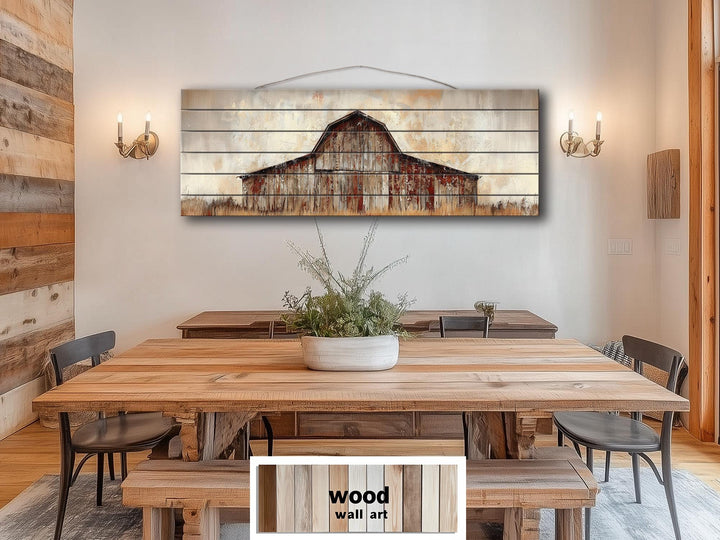 Rustic Barn Long Horizontal Distressed Wood Wall Art