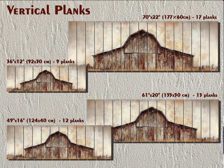 Rustic Barn Long Horizontal Distressed Wood Wall Art