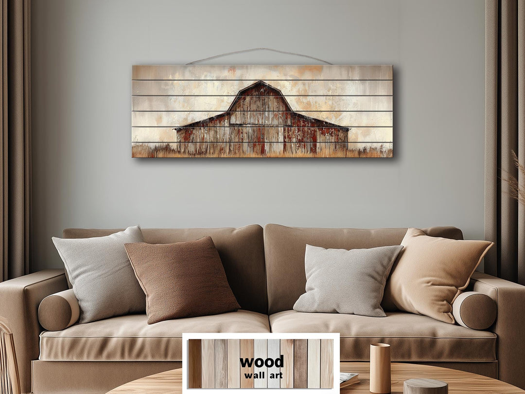 Rustic Barn Long Horizontal Distressed Wood Wall Art