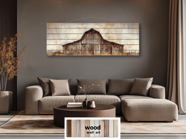 Rustic Barn Long Horizontal Distressed Wood Wall Art