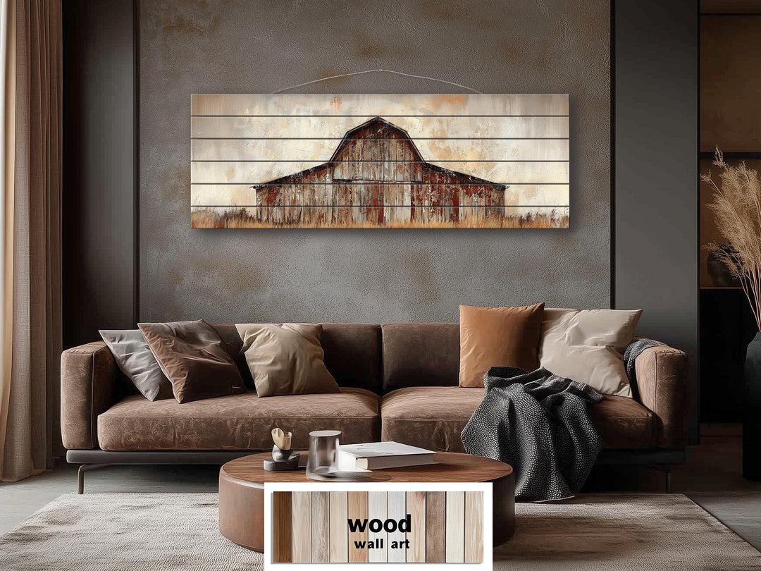 Rustic Barn Long Horizontal Distressed Wood Wall Art