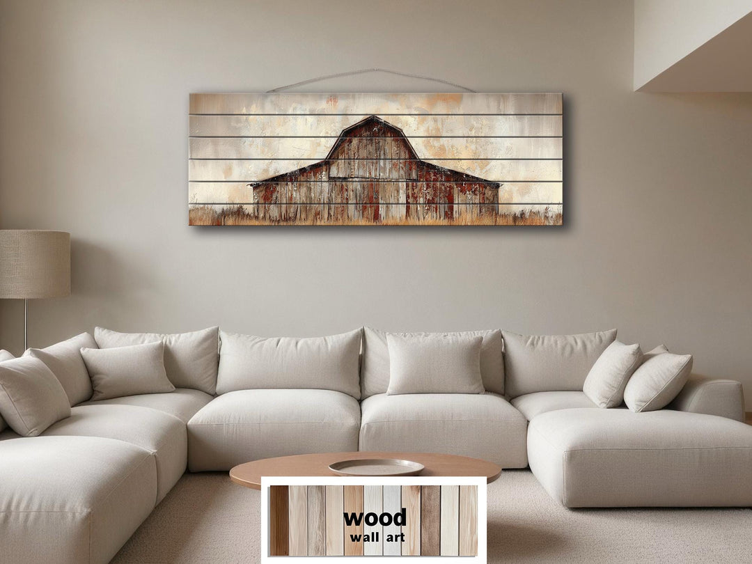 Rustic Barn Long Horizontal Distressed Wood Wall Art