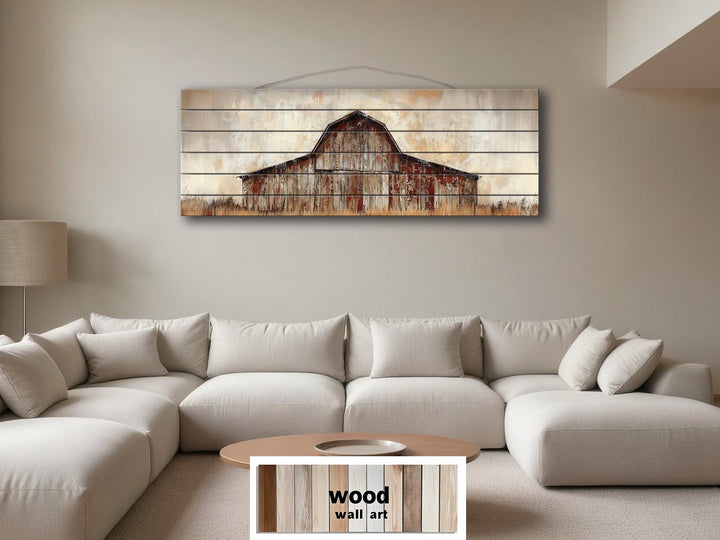 Rustic Barn Long Horizontal Distressed Wood Wall Art