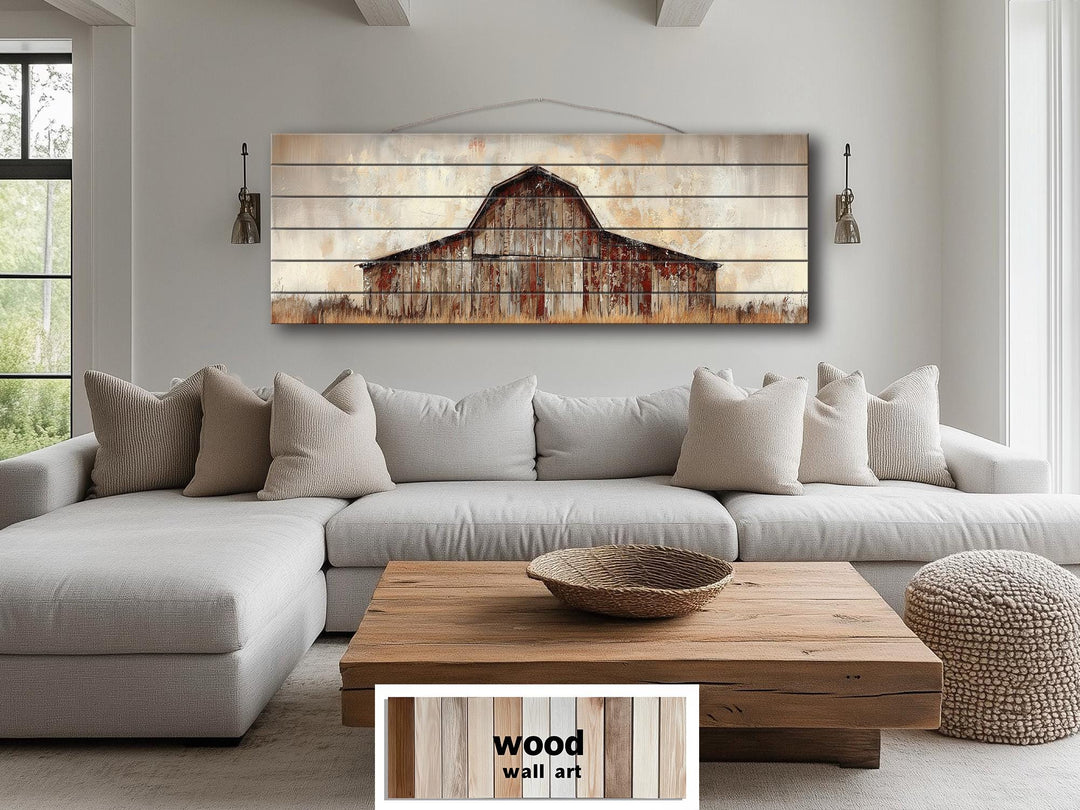 Rustic Barn Long Horizontal Distressed Wood Wall Art
