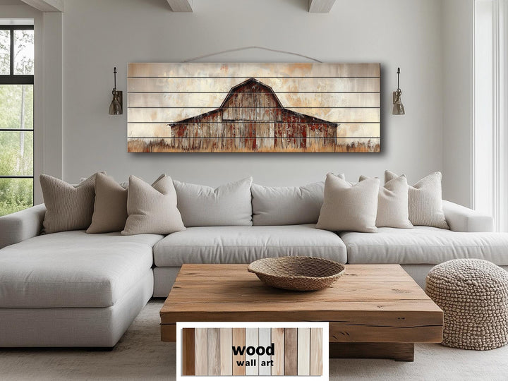 Rustic Barn Long Horizontal Distressed Wood Wall Art