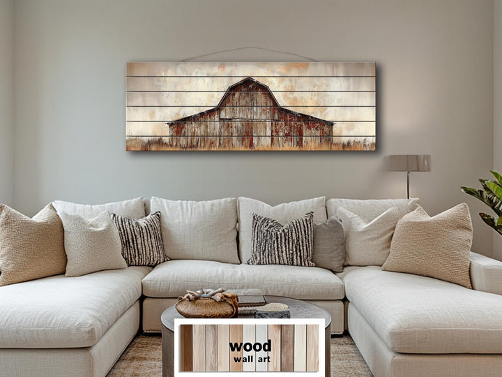 Rustic Barn Long Horizontal Distressed Wood Wall Art