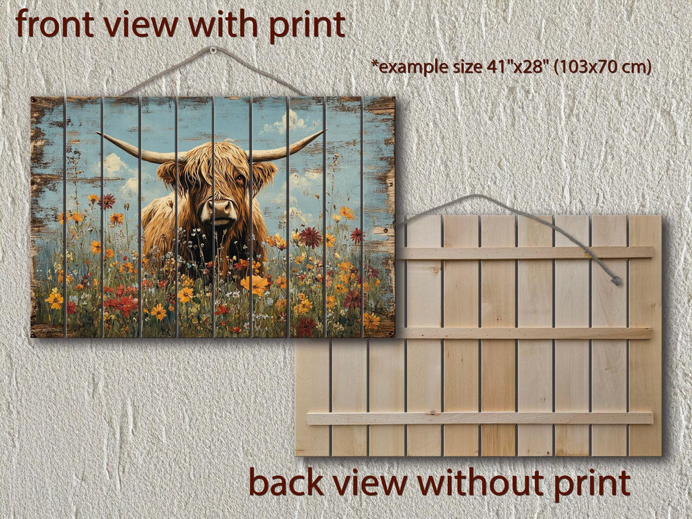Rustic Highland Cow Wood Sign Wall Art
