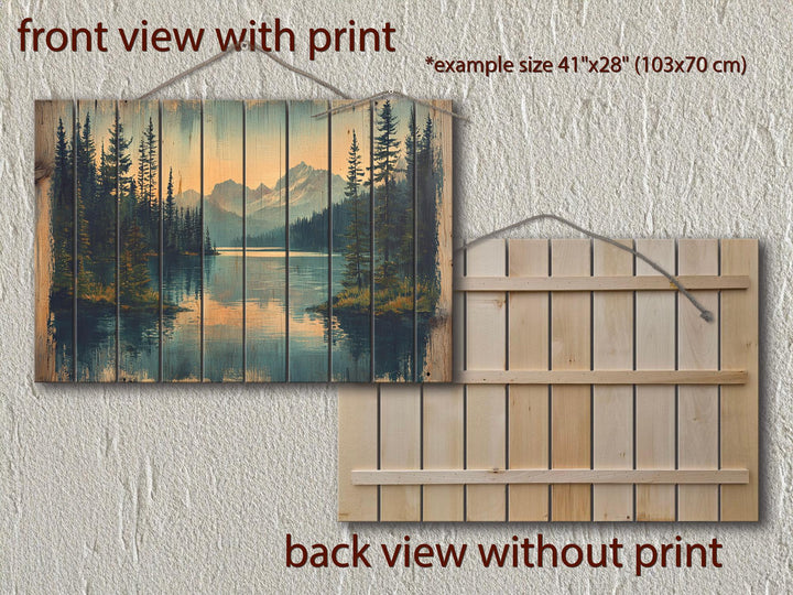 Rustic Mountain Lake Wood Sign Wall Decor For Lake House