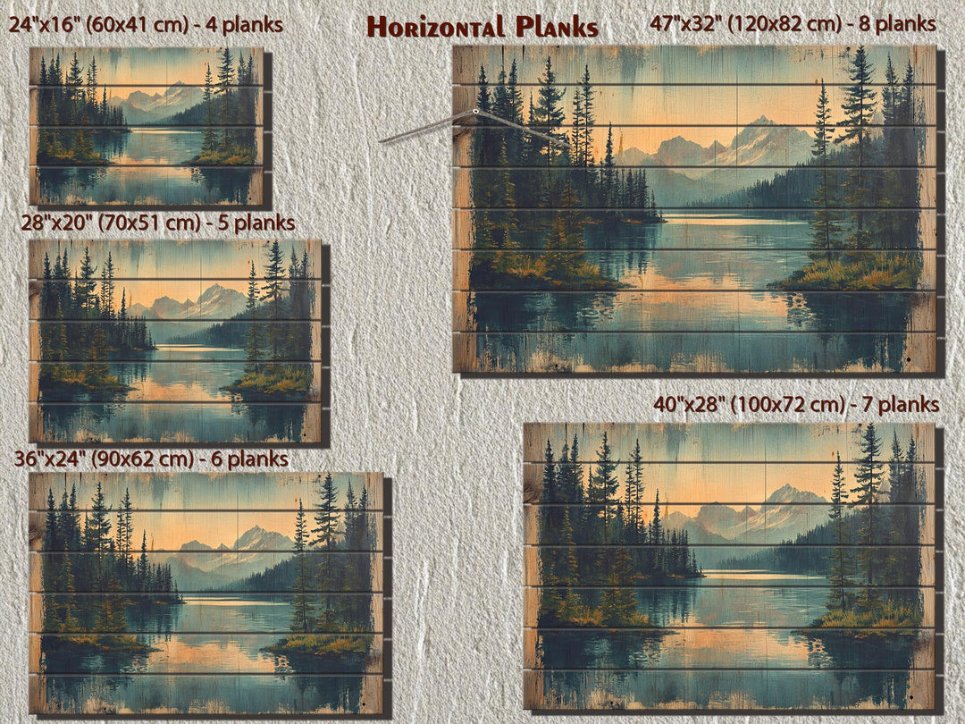 Rustic Mountain Lake Wood Sign Wall Decor For Lake House