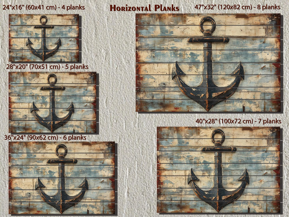 Rustic Nautical Ship's Anchor Distressed Wood Sign For Beach House Decor