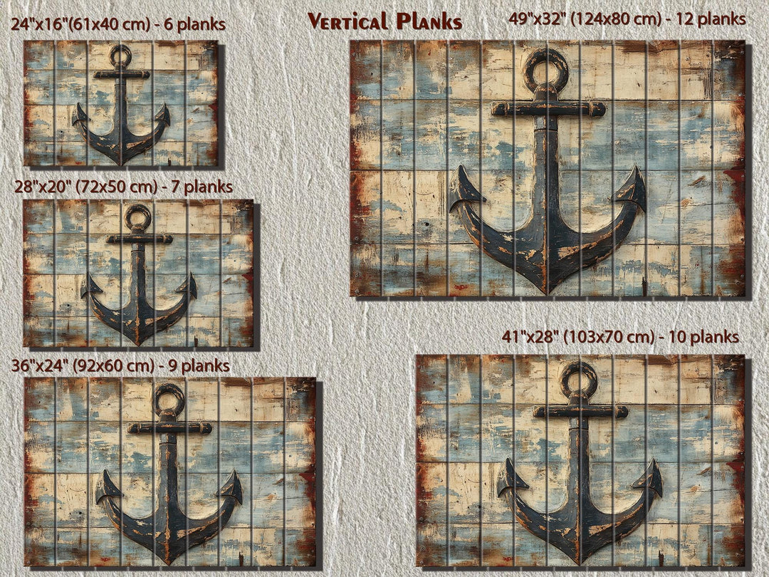 Rustic Nautical Ship's Anchor Distressed Wood Sign For Beach House Decor