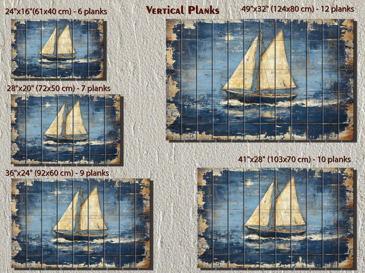 Rustic Sailboat Wood Sign Wall Art For Beach House