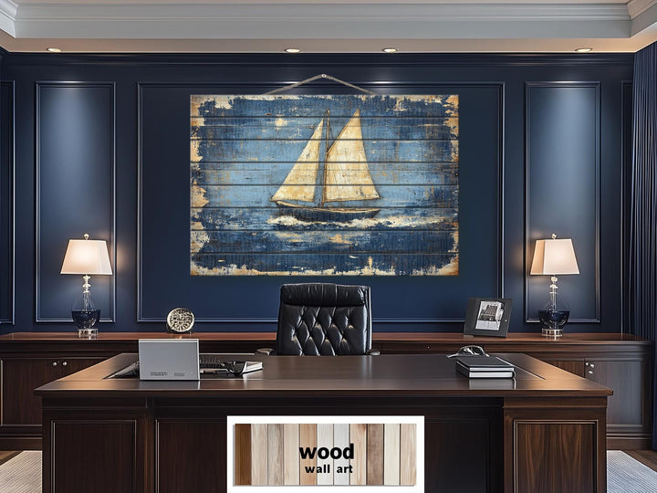 Rustic Sailboat Wood Sign Wall Art For Beach House