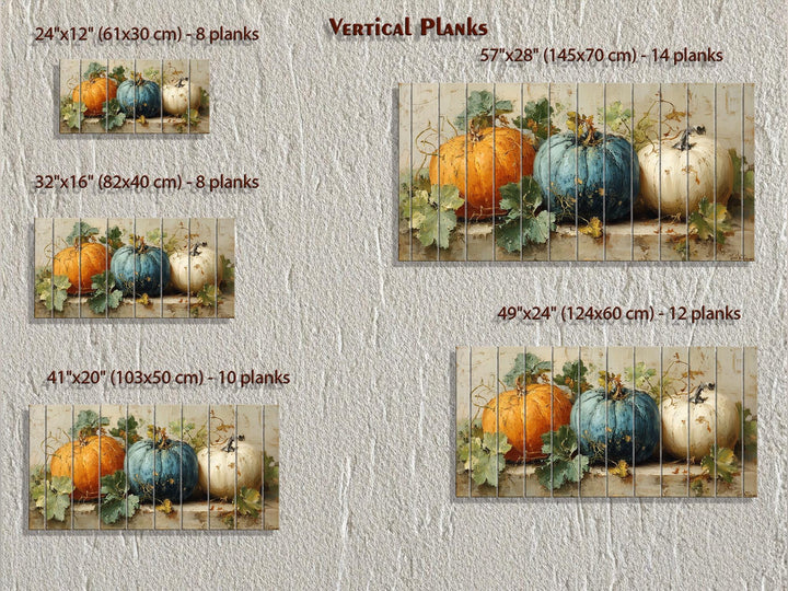 Rustic Three Pumpkins Distressed Wood Autumn Wall Art For Dining Room Or Kitchen