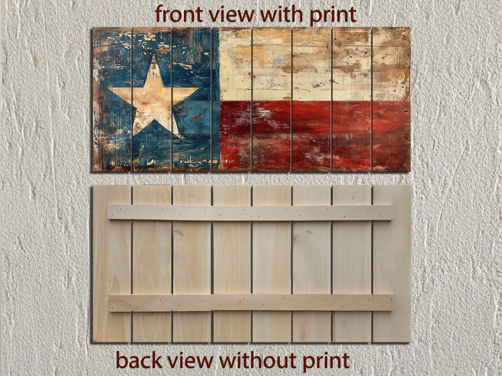 Rustic Wooden Texas Flag Real Wood Wall Art