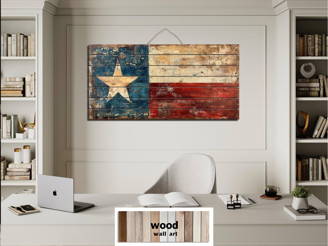 Rustic Wooden Texas Flag Real Wood Wall Art