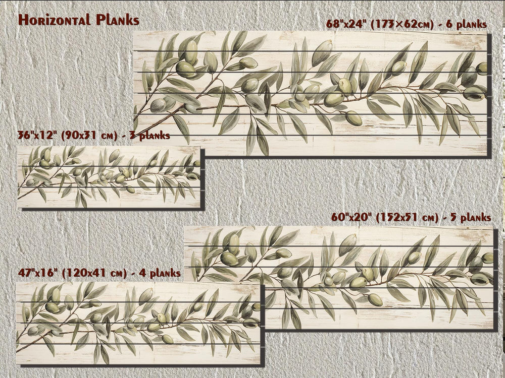 Sage Green Olive Branch Distressed Wood Wall Art