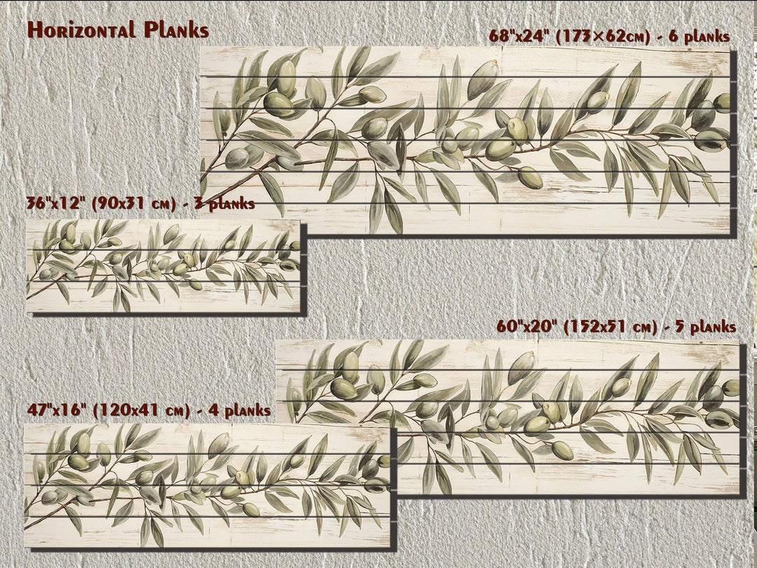 Sage Green Olive Branch Distressed Wood Wall Art