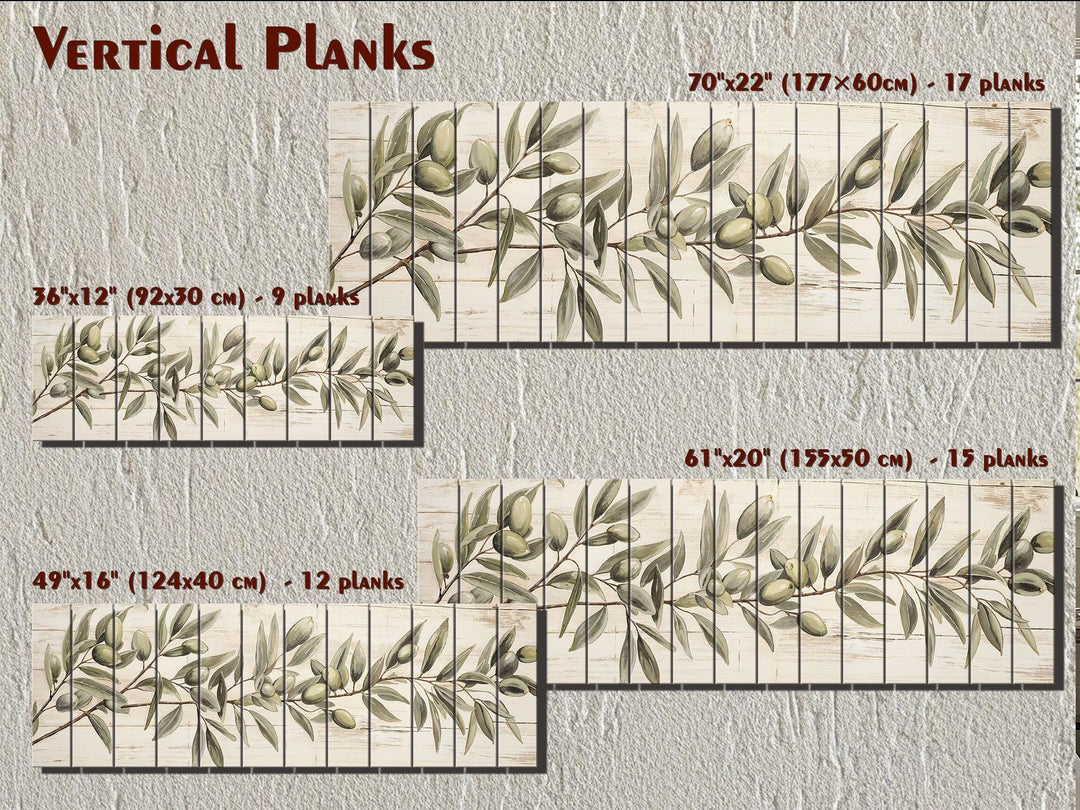 Sage Green Olive Branch Distressed Wood Wall Art