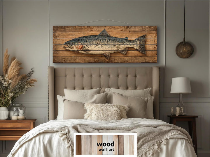 Salmon Distressed Long Narrow Wood Wall Art